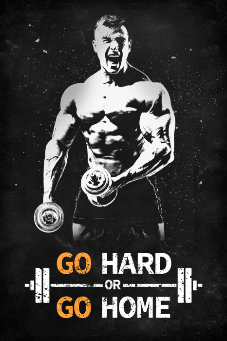 Poster Atletische man met inscripties