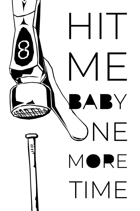 Poster Zwarte letters met een hamer op een witte achtergrond