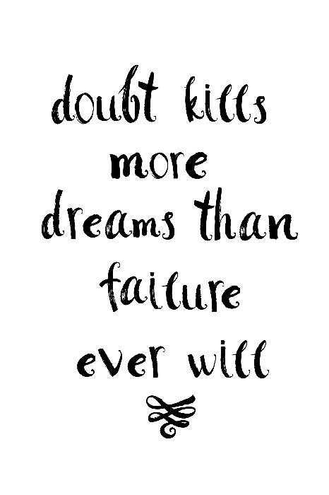 Poster Een typografische inscriptie over de kracht van twijfel