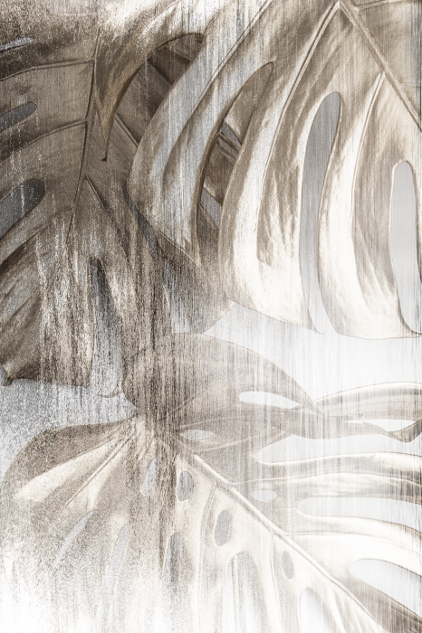 Poster Vage compositie van bladeren op een lichte achtergrond