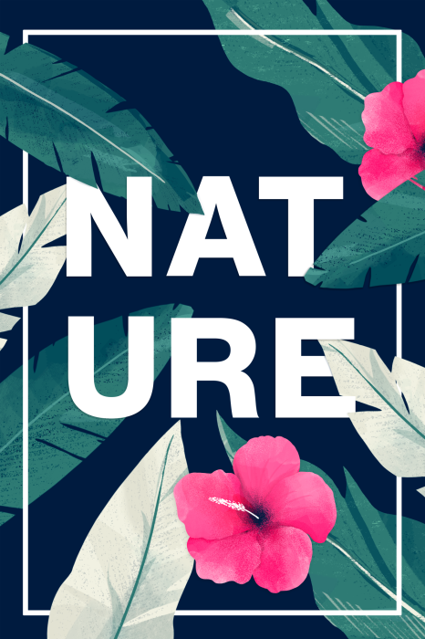 Poster Typografie tussen bladeren en bloemen