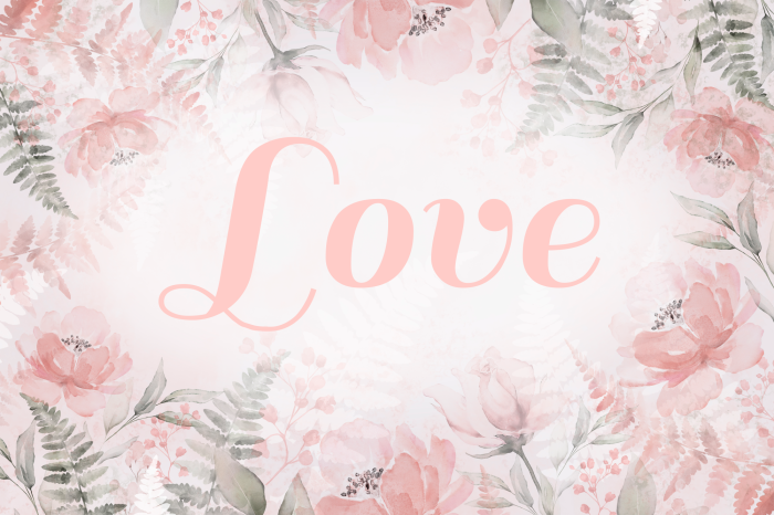 Poster Elegante liefdesinscriptie in een bloemenlijst