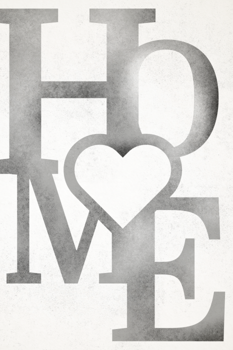 Poster Typografie met het woord thuis en een hart