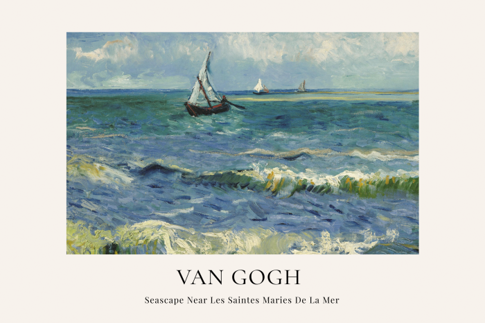 Poster Rusteloze zeeën met golven en een boot