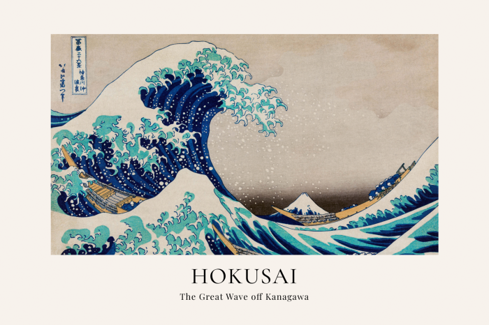 Poster De iconische scène van de enorme blauwe golf