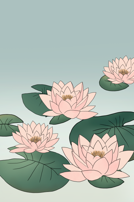 Poster Een kalmerende afbeelding van bloemen op het wateroppervlak