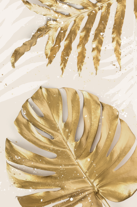 Poster Botanisch patroon met gouden bladeren