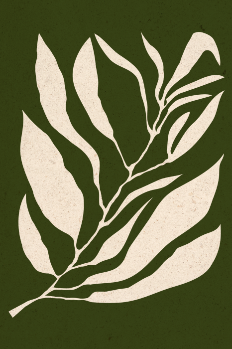 Poster Plantenillustratie met crèmekleurig blad