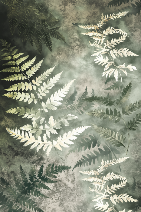Poster Delicate varenbladeren tegen een mistige achtergrond