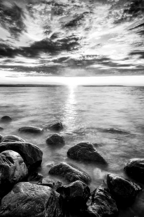 Poster Monochroom zeegezicht