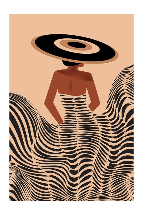 Poster Stijlvol silhouet met zebraprint en hoed