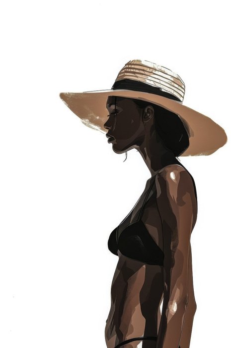 Poster Artistiek portret van een mooie vrouw met hoed