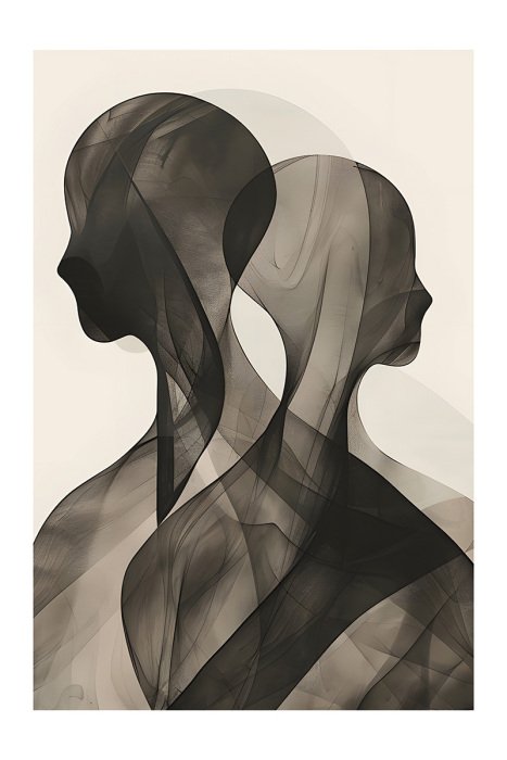 Poster Delicate menselijke vormen met schaduweffecten