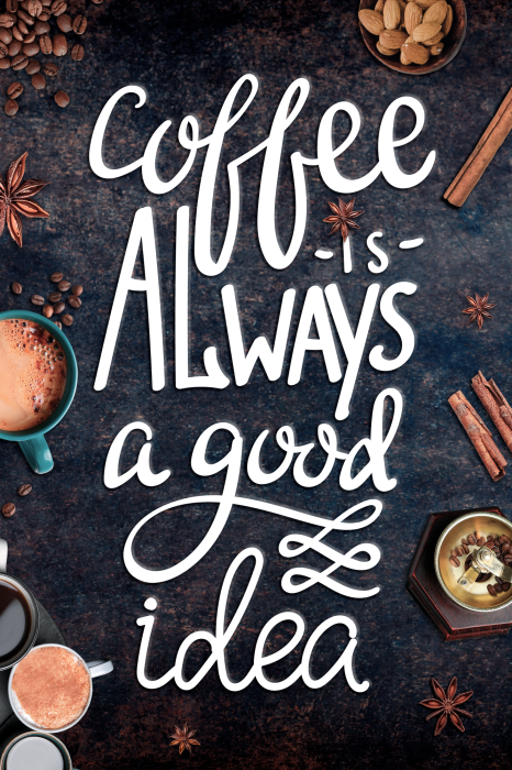 Poster Een elegante decoratieve inscriptie over koffie