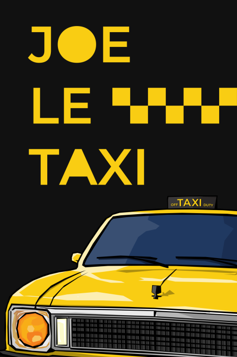 Poster Vintage taxi met gele letters