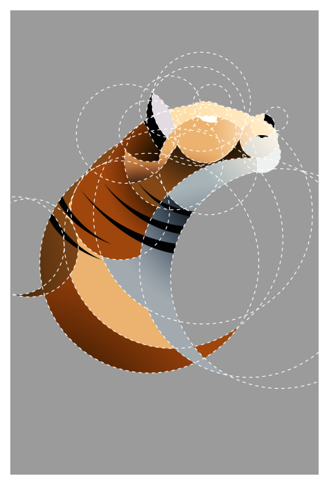 Poster Abstracte tijger gemaakt van cirkels