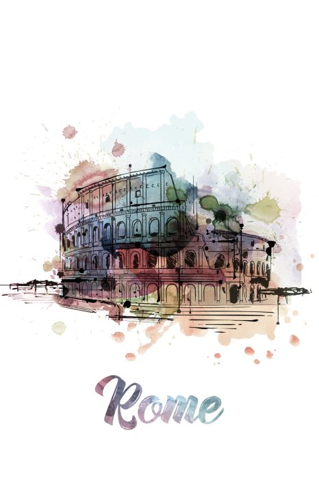 Poster Het Romeinse Colosseum in aquarel