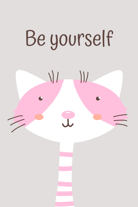 Poster Een pastelkleurig katje met de slogan Wees jezelf