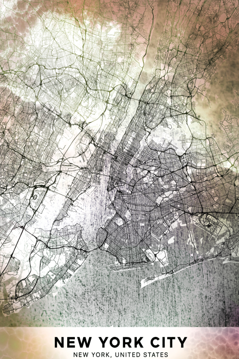 Poster Artistiek getextureerd plan van New York City