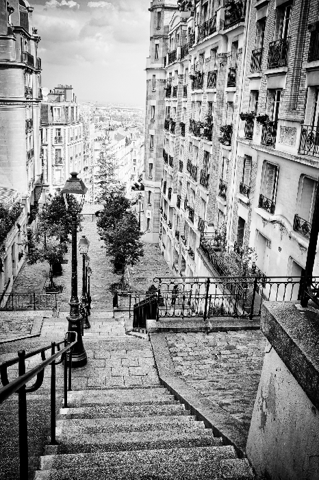 Poster Stadstrappen omgeven door krottenwijken.
