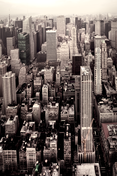 Poster New York van bovenaf in sepiatinten