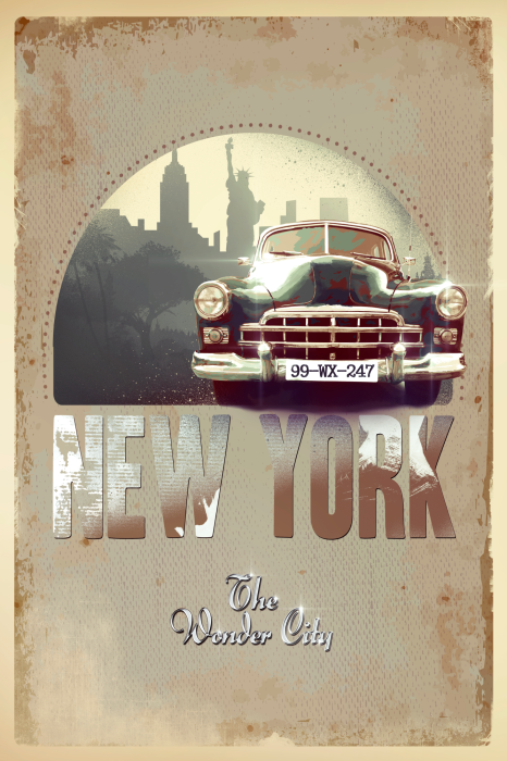 Poster Klassieke auto in retrostijl