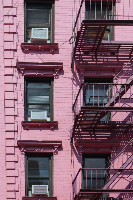 Poster De gevel van het roze gebouw van de stad