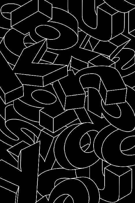 Poster Ruimtelijke zwarte letters in chaos