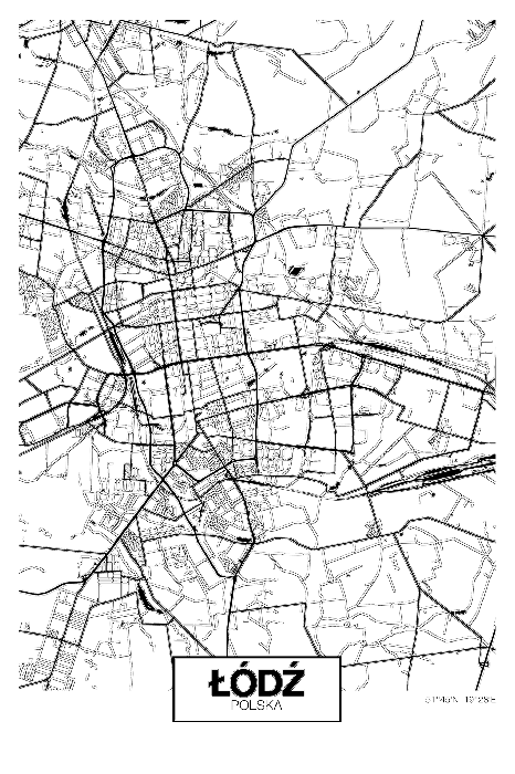 Poster Gedetailleerd plan van de stad Łódź