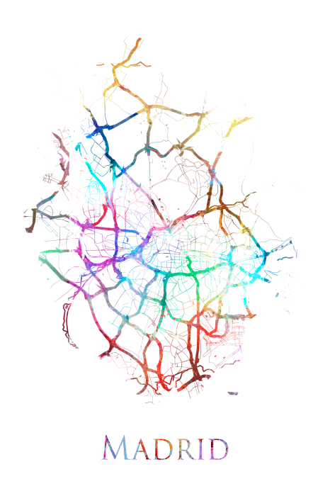 Poster Kaart van Madrid in kleurrijke kleuren