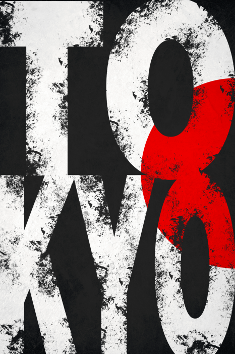 Poster Tokio in zwart, wit en rood