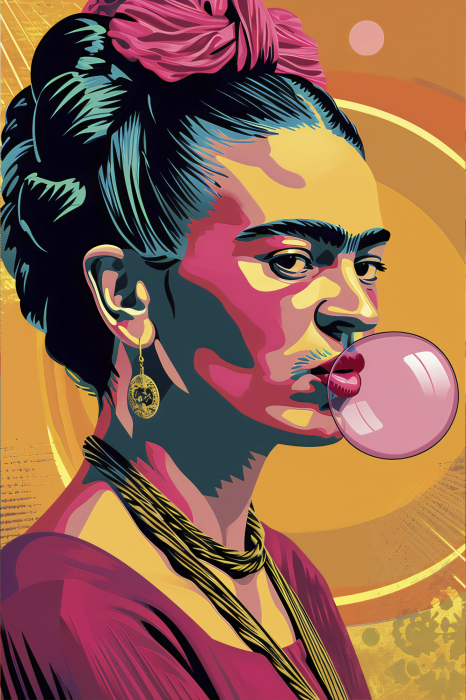 Poster Artistieke kleurenillustratie van een vrouw