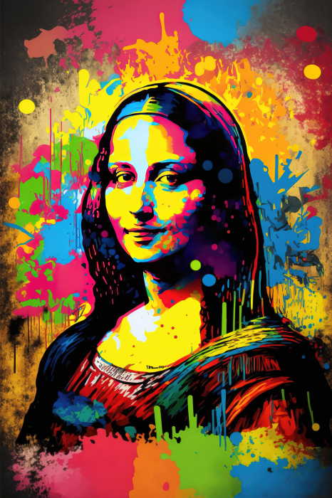 Poster Mona Lisa in een explosie van levendige kleuren