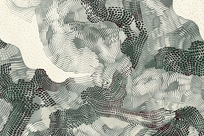 Poster Een compositie van groene vlekken en lijnen