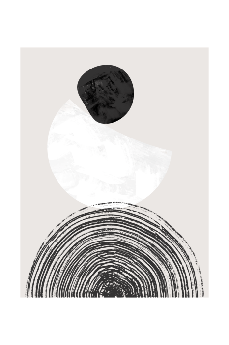 Poster Zwart-wit patroon van minimalistische vormen