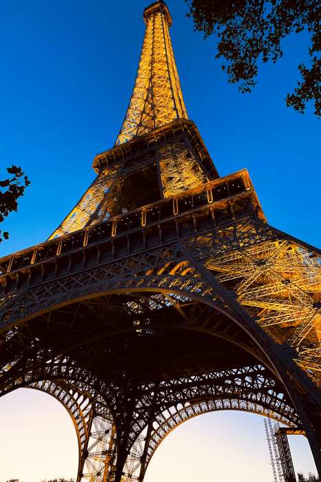 Poster De gouden Eiffeltoren bij zonsondergang