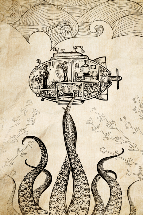 Poster Onderzeeër in retrostijl