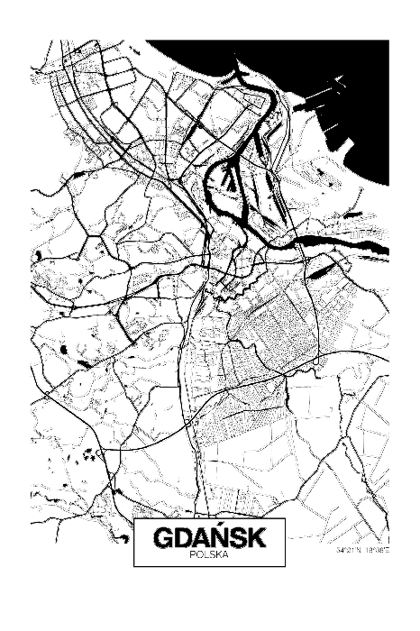 Poster Minimalistisch stadsplan van Gdańsk