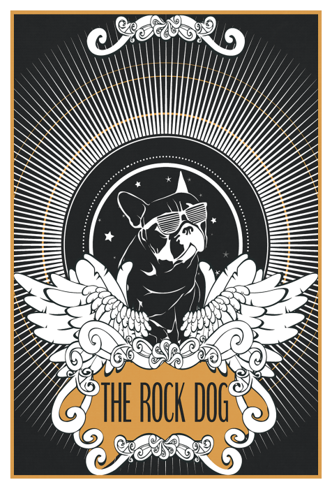 Poster Illustratie van een rotshond met vleugels