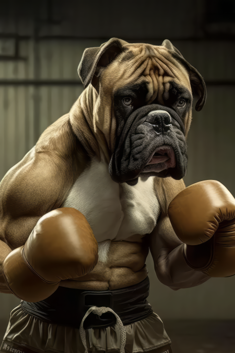 Poster Abstracte boxerhond met handschoenen
