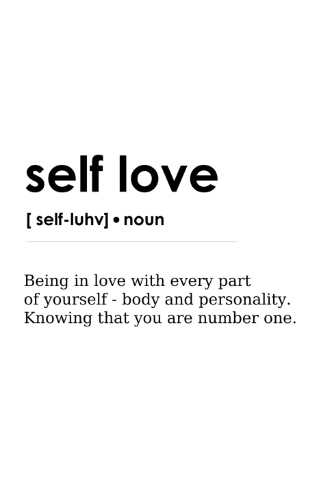 Poster Zwart-wit opschrift met de definitie van eigenliefde