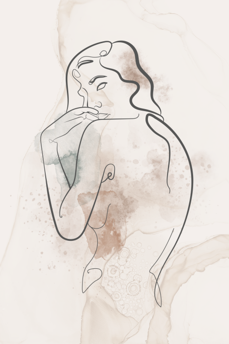 Poster Aquarelschets van een vrouwelijk silhouet