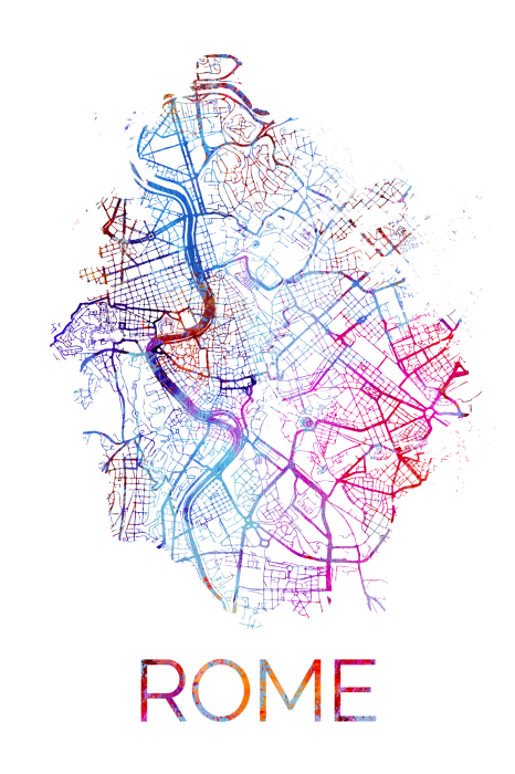 Poster Artistieke kaart van de stad Rome