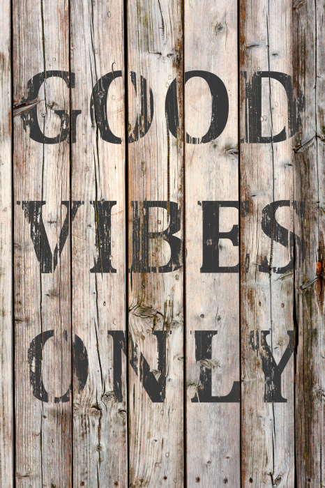 Poster Good Vibrations-inscriptie op hout