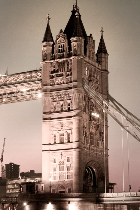 Poster Tower Bridge-architectuur in sepia