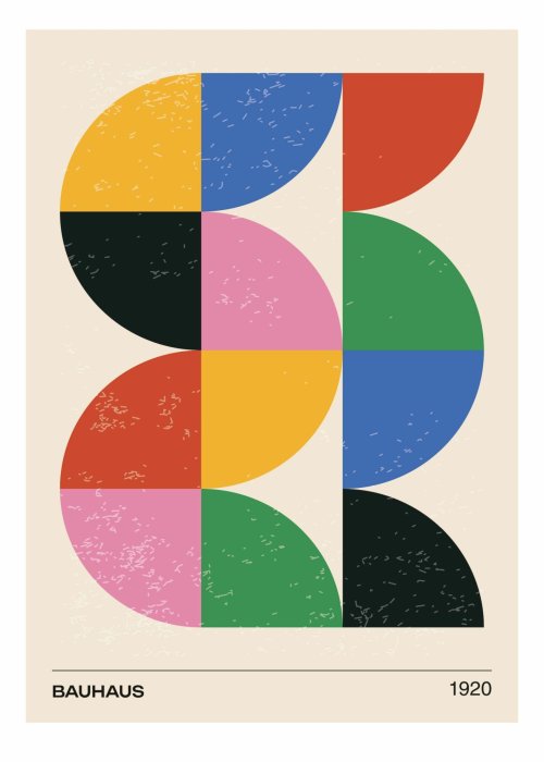 Poster Bunte Formen geometrische Komposition im Bauhaus-Stil