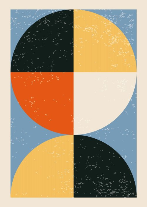 Poster Kreise in einer abstrakten Komposition inspiriert vom Bauhaus