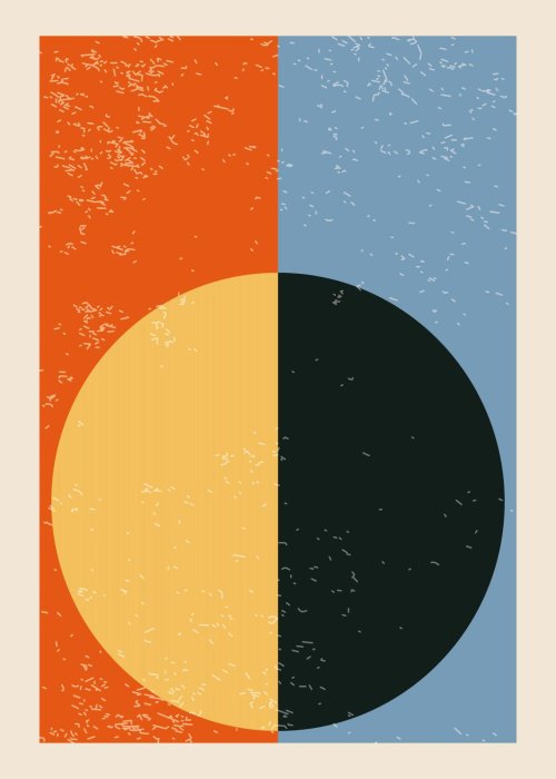 Poster Inspiriert von Bauhaus geometrisch gelb-schwarzer Halbkreis
