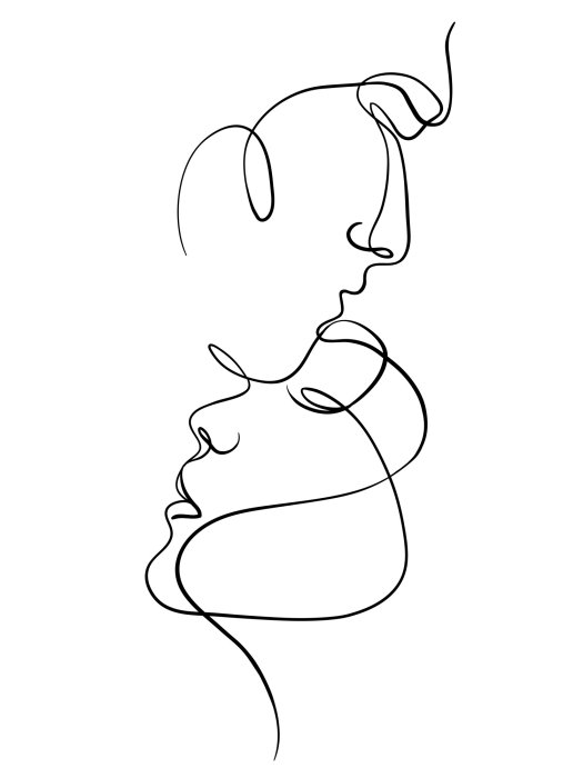 Poster Romantisches Porträt im Line-Art-Stil