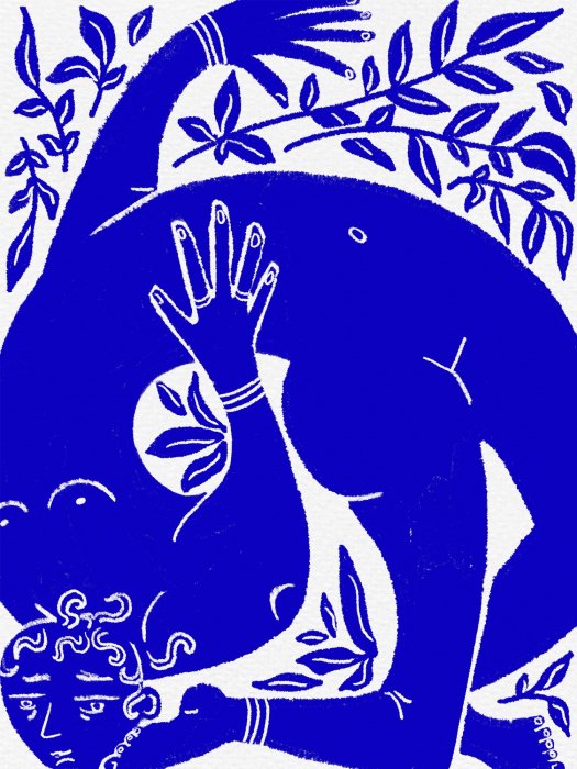 Poster Abstrakte menschliche Silhouette zwischen Pflanzen